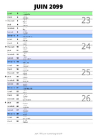 calendrier juin 2099 au format portrait pour prendre des notes
