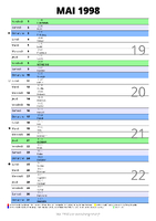 calendrier mai 1998 au format portrait pour prendre des notes