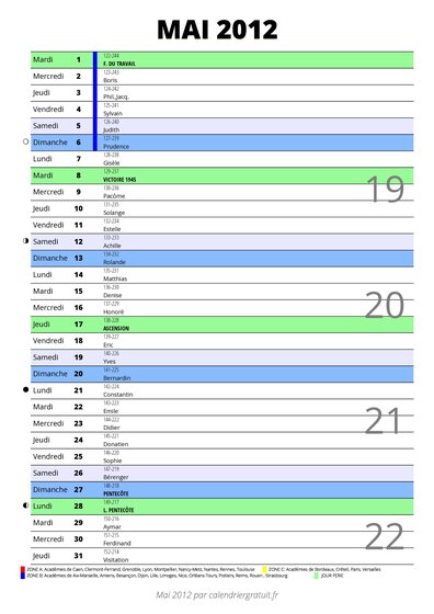 calendrier mai 2012 au format portrait pour prendre des notes