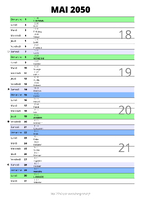 calendrier mai 2050 au format portrait pour prendre des notes