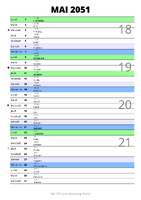 calendrier mai 2051 au format portrait pour prendre des notes
