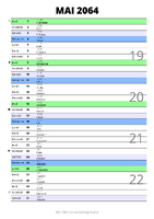 calendrier mai 2064 au format portrait pour prendre des notes