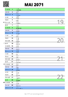 calendrier mai 2071 au format portrait pour prendre des notes