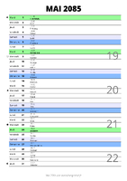 calendrier mai 2085 au format portrait pour prendre des notes