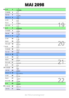 calendrier mai 2098 au format portrait pour prendre des notes