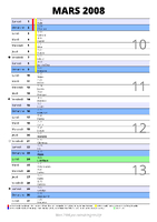 calendrier mars 2008 au format portrait pour prendre des notes