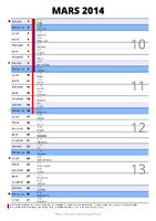 calendrier mars 2014 au format portrait pour prendre des notes