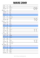 calendrier mars 2049 au format portrait pour prendre des notes