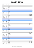 calendrier mars 2050 au format portrait pour prendre des notes
