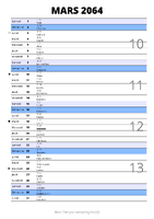 calendrier mars 2064 au format portrait pour prendre des notes