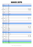 calendrier mars 2070 au format portrait pour prendre des notes