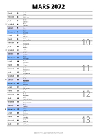 calendrier mars 2072 au format portrait pour prendre des notes
