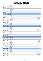 calendrier mars 2078 au format portrait pour prendre des notes