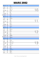 calendrier mars 2082 au format portrait pour prendre des notes