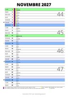 calendrier novembre 2027 au format portrait pour prendre des notes