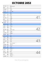 calendrier octobre 2053 au format portrait pour prendre des notes