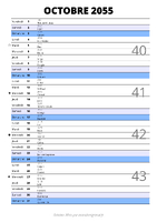 calendrier octobre 2055 au format portrait pour prendre des notes