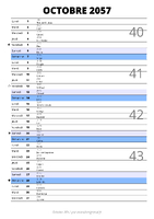 calendrier octobre 2057 au format portrait pour prendre des notes