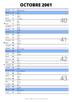 calendrier octobre 2061 au format portrait pour prendre des notes