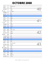 calendrier octobre 2068 au format portrait pour prendre des notes