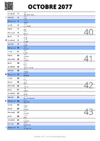 calendrier octobre 2077 au format portrait pour prendre des notes