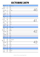 calendrier octobre 2079 au format portrait pour prendre des notes