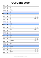 calendrier octobre 2080 au format portrait pour prendre des notes