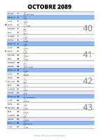 calendrier octobre 2089 au format portrait pour prendre des notes