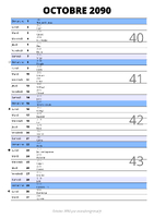 calendrier octobre 2090 au format portrait pour prendre des notes