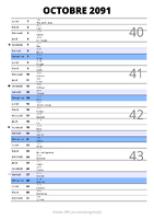 calendrier octobre 2091 au format portrait pour prendre des notes