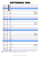 calendrier septembre 1995 au format portrait pour prendre des notes