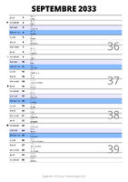 calendrier septembre 2033 au format portrait pour prendre des notes