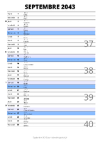 calendrier septembre 2043 au format portrait pour prendre des notes