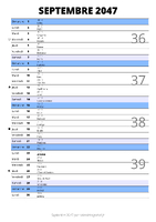 calendrier septembre 2047 au format portrait pour prendre des notes