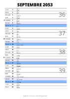 calendrier septembre 2053 au format portrait pour prendre des notes