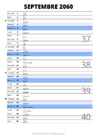 calendrier septembre 2060 au format portrait pour prendre des notes