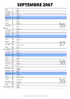 calendrier septembre 2067 au format portrait pour prendre des notes