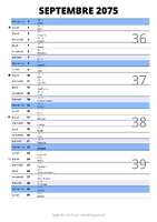 calendrier septembre 2075 au format portrait pour prendre des notes