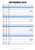 calendrier septembre 2079 au format portrait pour prendre des notes