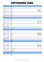 calendrier septembre 2080 au format portrait pour prendre des notes