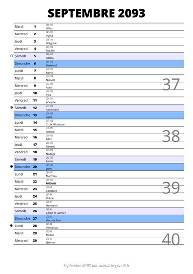 calendrier septembre 2093 au format portrait pour prendre des notes