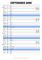 calendrier septembre 2098 au format portrait pour prendre des notes