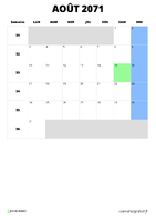 calendrier août 2071 calendrier août 2071 format portrait