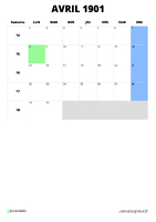 calendrier avril 1901 format portrait