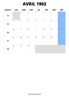 calendrier avril 1902 calendrier avril 1902 format portrait