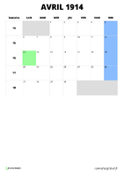 calendrier avril 1914 format portrait