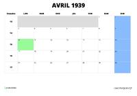 calendrier avril 1939 calendrier avril 1939 au format paysage