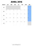 calendrier avril 2016 format portrait