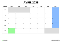 calendrier avril 2038 calendrier avril 2038 au format paysage