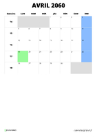 calendrier avril 2060 format portrait